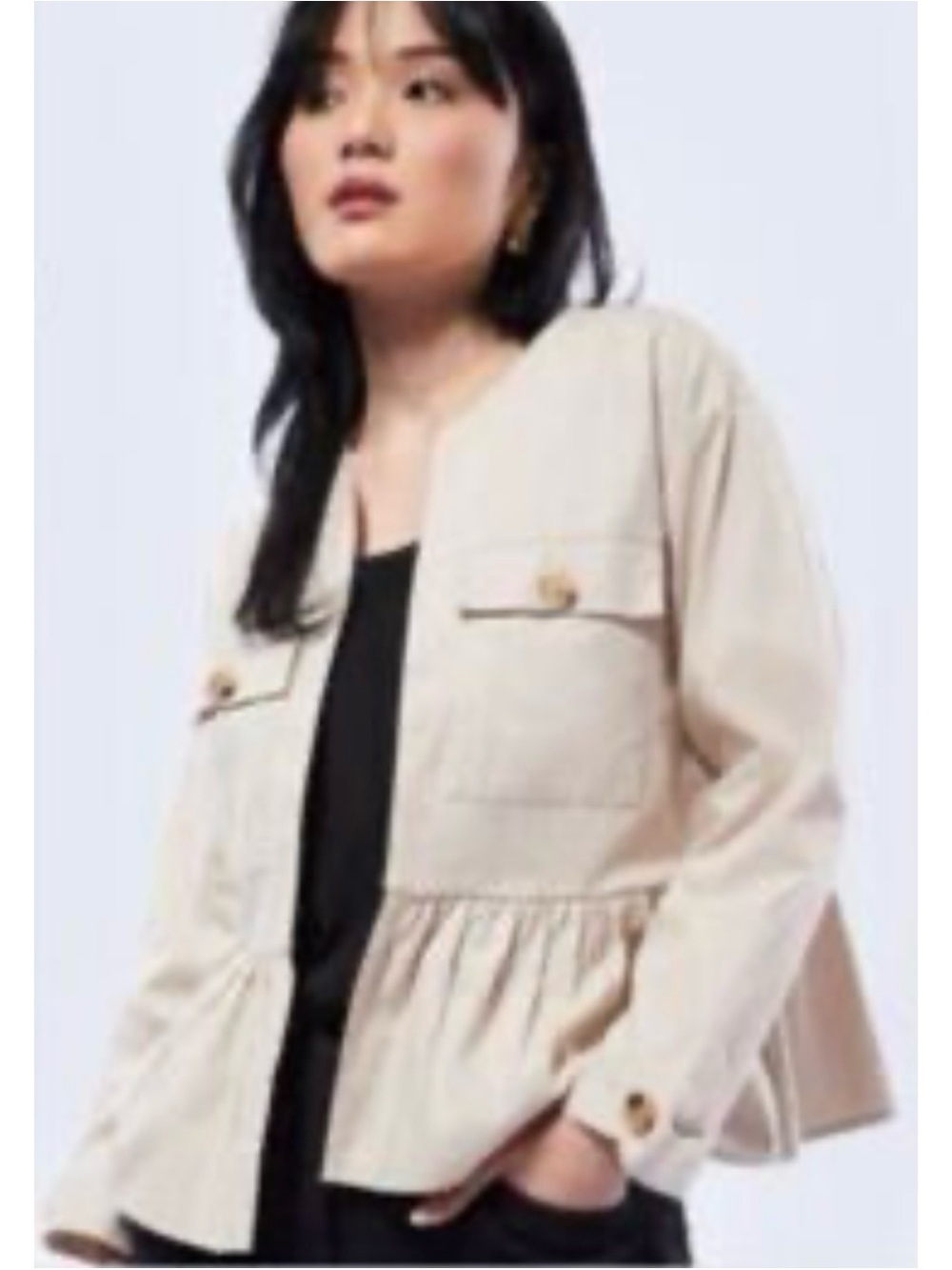 NWOT ZARA Open Front Peplum Lightweight Jacket, Size XS